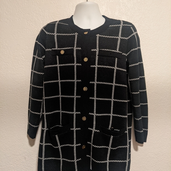 Anne Klein Woman's Cardigan, GUC, Black and White - Picture 3 of 5